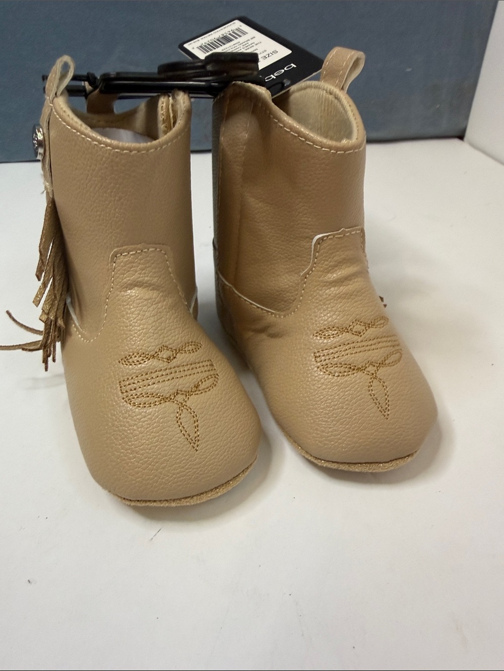 BEBE Baby/Toddler Tan Fringe Western Booties Size 3 (6-9 mos)